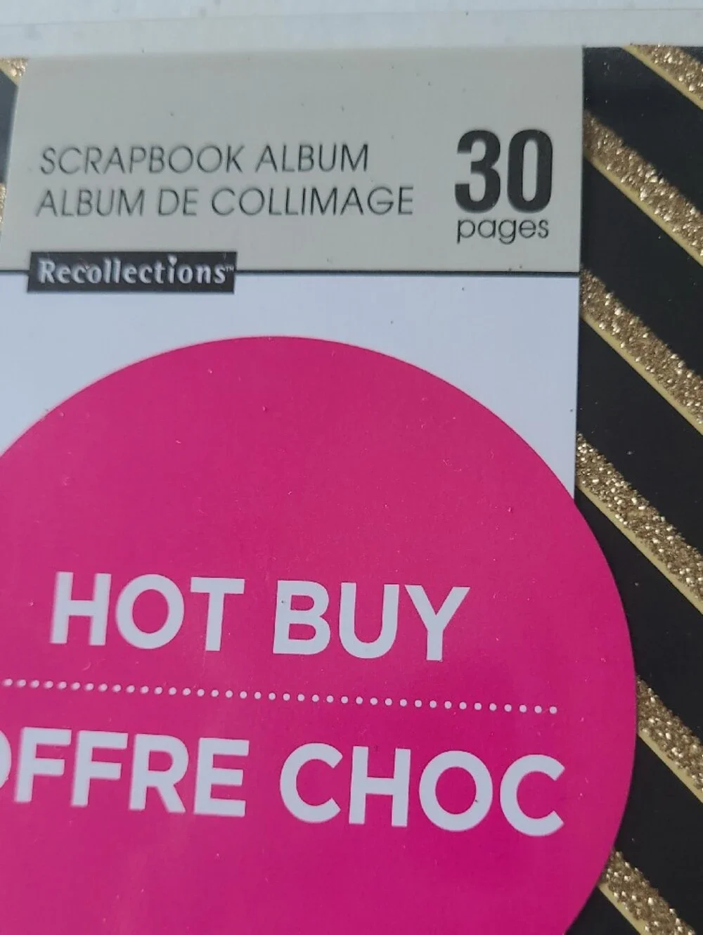 NWT-Recollections Black and Gold Diagonal Stripe Scrapbook Album